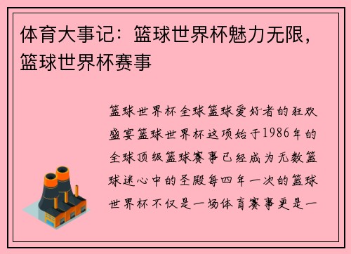 体育大事记：篮球世界杯魅力无限，篮球世界杯赛事